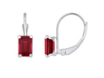 6x4mm Emerald Cut Lab Created Ruby Rhodium Over 10k White Gold Drop Earrings