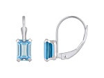 6x4mm Emerald Cut Aquamarine Rhodium Over 10k White Gold Drop Earrings