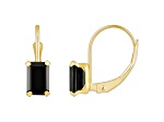 6x4mm Emerald Cut Black Onyx 10k Yellow Gold Drop Earrings