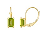 6x4mm Emerald Cut Peridot 10k Yellow Gold Drop Earrings