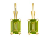 6x4mm Emerald Cut Peridot 10k Yellow Gold Drop Earrings