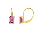 6x4mm Emerald Cut Pink Topaz 10k Yellow Gold Drop Earrings