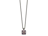 Sterling Silver Antiqued with 14K Accent Diamond and Amethyst Necklace