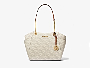 Michael Kors Jet Set Large Vanilla Signature Logo Shoulder Bag