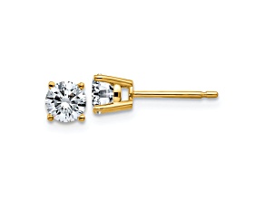 14K Yellow Gold 3/4ct. 4.5mm Round D E F Pure Light Moissanite Earrings