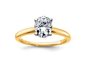 14K Yellow Gold With White Gold Accents 1 1/2 ct. G H I True Light Oval Moissanite Solitaire Ring