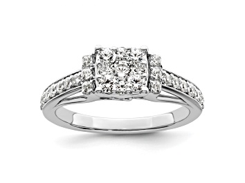 Picture of Rhodium Over 14K White Gold Lab Grown Diamond VS/SI GH, Cluster Ring 0.739ctw