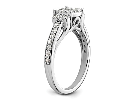 Rhodium Over 14K White Gold Lab Grown Diamond VS/SI GH, Cluster Ring 0.739ctw