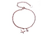 Teens 18K Rose Gold Plated over Brass with Clear Cubic Zirconia Star Charm Bracelet