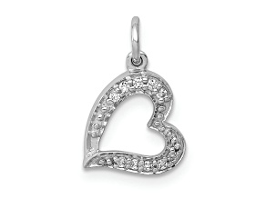 Rhodium Over 14k White Gold Diamond Curved Heart Charm