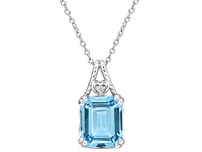 7.50ctw Sky Blue and White Topaz Pendant with Chain in Sterling Silver