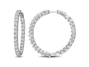 8.38ctw Created White Sapphire Inside-Outside Hoop Earrings in Sterling Silver