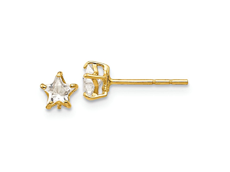 14k Yellow Gold Children's Cubic Zirconia 4mm Star Stud Earrings