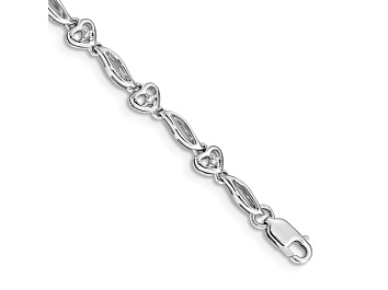 Picture of Rhodium Over 14k White Gold Polished Diamond Heart Bracelet