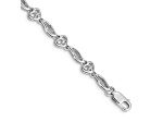 Rhodium Over 14k White Gold Polished Diamond Heart Bracelet