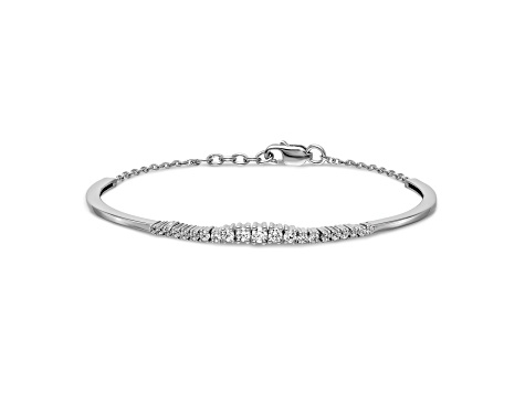 14K White Gold Lab Grown Diamond VS/SI GH, Graduated Bangle Bracelet