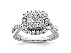 Rhodium Over 14K White Gold Lab Grown Diamond VS/SI GH, Cluster Ring 0.991ctw