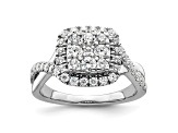 Rhodium Over 14K White Gold Lab Grown Diamond VS/SI GH, Cluster Ring 0.991ctw