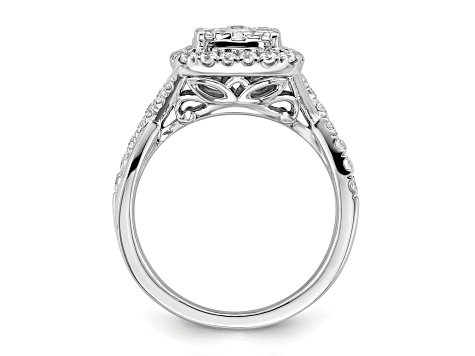 Rhodium Over 14K White Gold Lab Grown Diamond VS/SI GH, Cluster Ring 0.991ctw