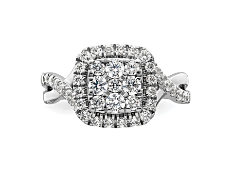 Rhodium Over 14K White Gold Lab Grown Diamond VS/SI GH, Cluster Ring 0.991ctw