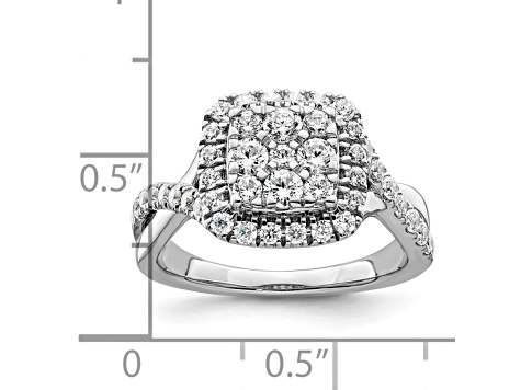 Rhodium Over 14K White Gold Lab Grown Diamond VS/SI GH, Cluster Ring 0.991ctw