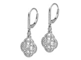 Rhodium Over 14K White Gold Lab Grown Diamond Fancy Leverback Earrings