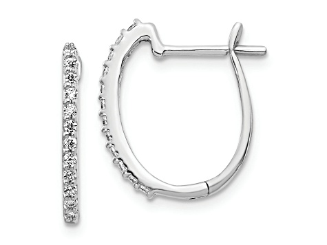 Rhodium Over 14K White Gold Lab Grown Diamond 1.3mm Hinged Hoop Earrings