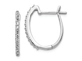 Rhodium Over 14K White Gold Lab Grown Diamond 1.3mm Hinged Hoop Earrings