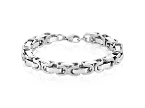 Invicta Jewelry Men's Polished Steel Byzantine Chain Bracelet (8mm) - 8.75"