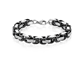 Picture of Invicta Jewelry Men's Black Two Tone Steel Byzantine Chain Bracelet (8mm) - 8.75"