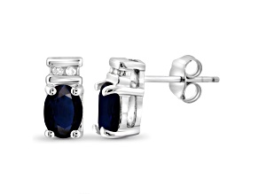 Black Sapphire Rhodium Over Sterling Silver Earrings 1.10ctw