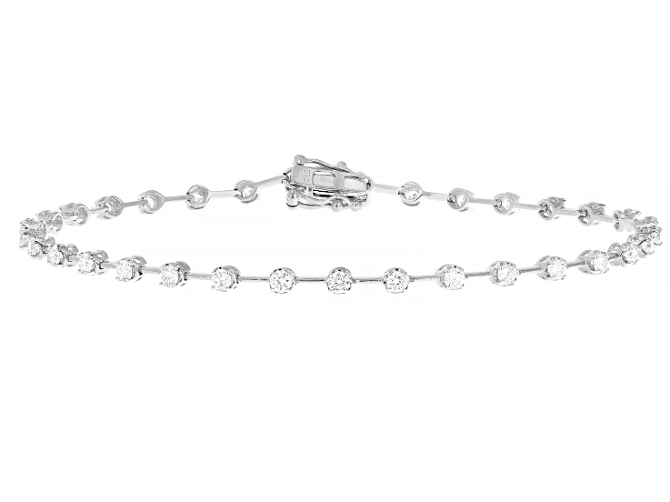 White Lab-Grown Diamond, Sterling Silver Bracelet 1.00ctw