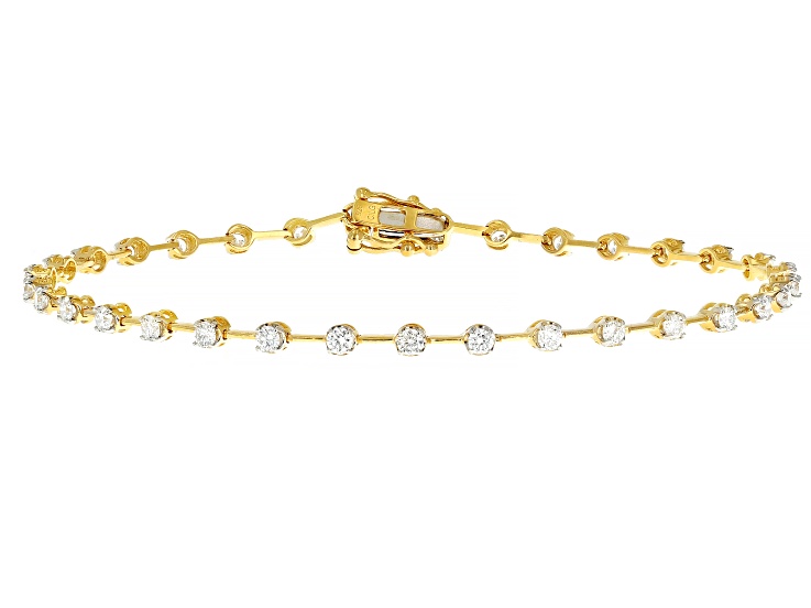 White Lab-Grown Diamond, 14k Yellow Gold Over Silver