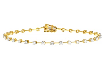 Picture of White Lab-Grown Diamond, 14k Yellow Gold Over Silver Bracelet 1.00ctw