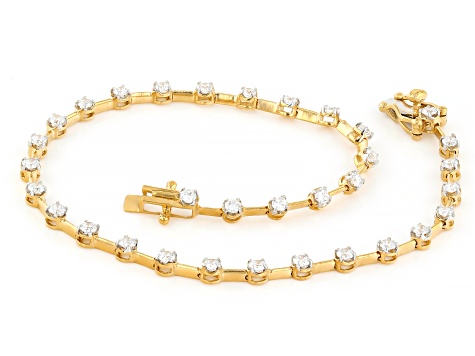White Lab-Grown Diamond, 14k Yellow Gold Over Silver Bracelet 1.00ctw
