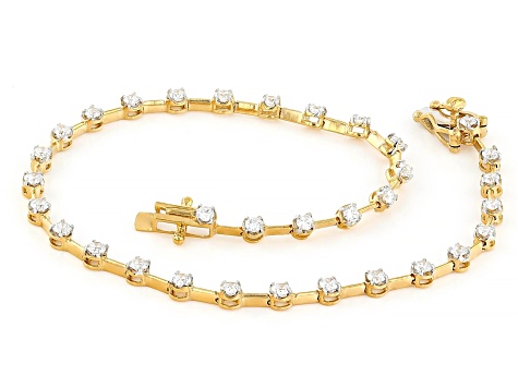 White Lab-Grown Diamond, 14k Yellow Gold Over Silver Bracelet 1.00