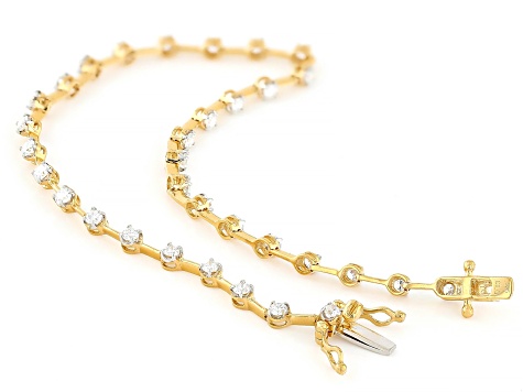 White Lab-Grown Diamond, 14k Yellow Gold Over Silver Bracelet 1.00