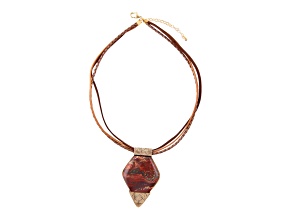 Barse Jewelry Red Jasper Gold Tone Modern Necklace