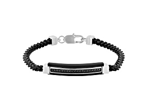 Ion-Plated Black Stainless Steel and Black Diamond ID Bracelet 0.20ctw