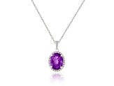 Oval 2.3ct Amethyst with White Moissanite Accents Pendant Style Necklace