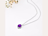 Oval 2.3ct Amethyst with White Moissanite Accents Pendant Style Necklace