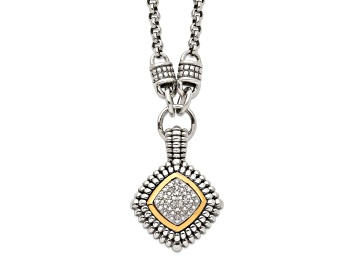 Picture of Sterling Silver Antiqued with 14K Accent Diamond Necklace