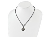 Sterling Silver Antiqued with 14K Accent Diamond Necklace