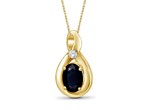 Black Sapphire 14K Gold Over Sterling Silver Pendant with Chain 0.56ctw