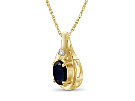Black Sapphire 14K Gold Over Sterling Silver Pendant with Chain 0.56ctw