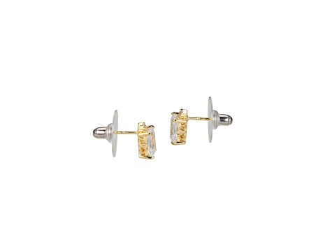 White Cubic Zirconia 18k Yellow Gold Over Sterling Silver Stud Earrings 3.02ctw