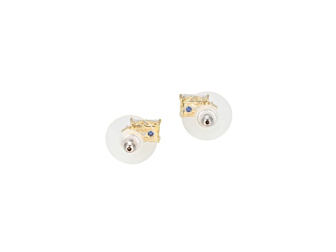 White Cubic Zirconia 18k Yellow Gold Over Sterling Silver Stud Earrings 3.02ctw