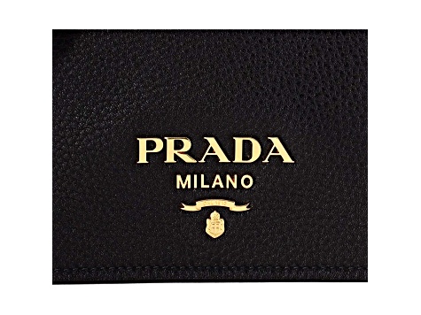 Prada Vitello Phenix Black Leather Flap Crossbody Bag