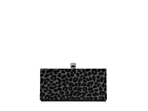 Jimmy Choo Celeste Black Devore Velvet Leopard Clutch Bag