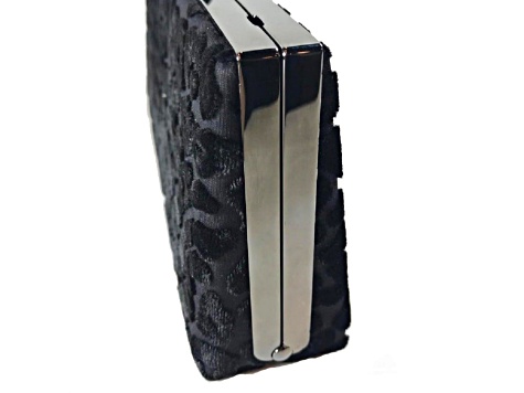 Jimmy Choo Celeste Black Devore Velvet Leopard Clutch Bag